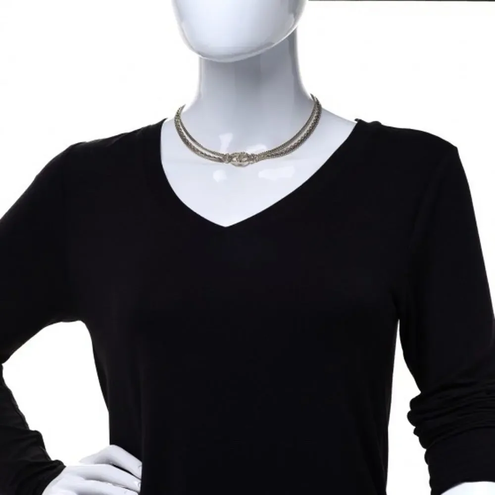 CHANEL 04A CC Logo Multi-Chain Choker Necklace Gold-Tone Strass “CHA NEL” w/ Box